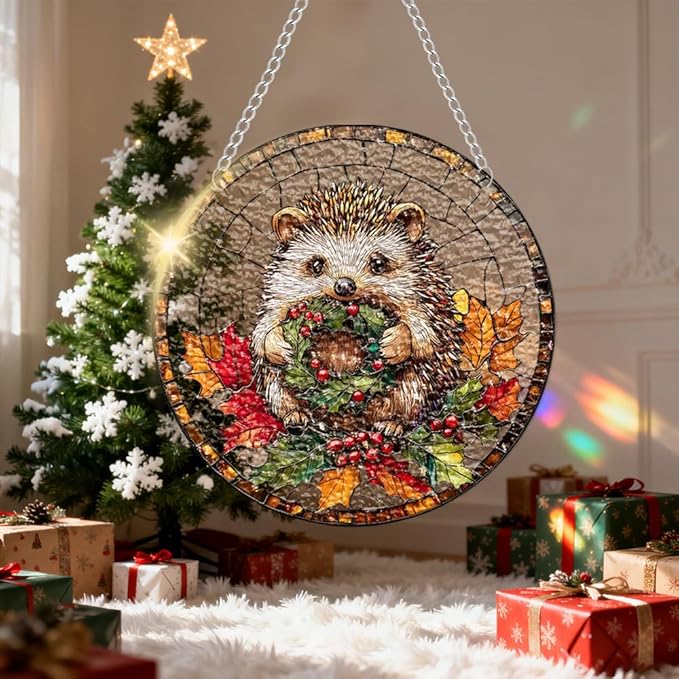 Chrismas Acrylic Stained Glass Window Hanging,Sun Catcher Decor Stained Panel Hangings Wall Art Decor, 2026 8x8inch (SCL013 Candle)