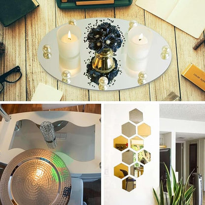 Efavormart 4 Pack | 12" Wave Glass Mirror Table Centerpiece, Hanging Wall Decor