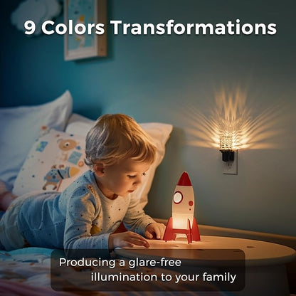 L LOHAS LED Night Light, 2 Pack Dimmable Night Lights Plug into Wall, Color Changing Nightlight RGB with Auto Light Sensor, 0-100LM Adjustable Brightness LED Night Light