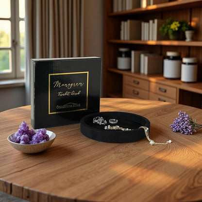 COLLECTIVE HOME - Velvet Jewelry Tray, 6" Monogrammed Jewelry Dish, Smooth Velour Display Dish for Rings, Earrings, Necklaces, Makeup, Personalized Gifts for Women (Black-a)