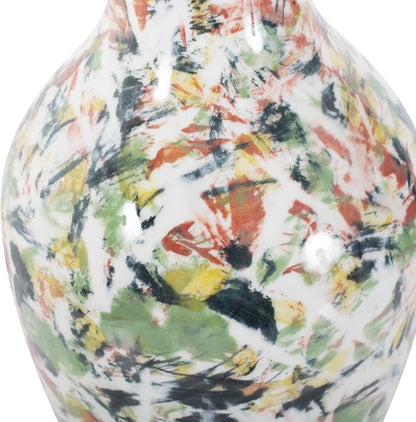 Howard Elliott Jardin Colore Multicolor Ceramic Short Vase with Glossy Finish, Modern Abstract Accent Home Decoration Vase for Table Centerpiece, Flowers, Bookshelf & Living Room, 14.5 x 5 x 5 Inch