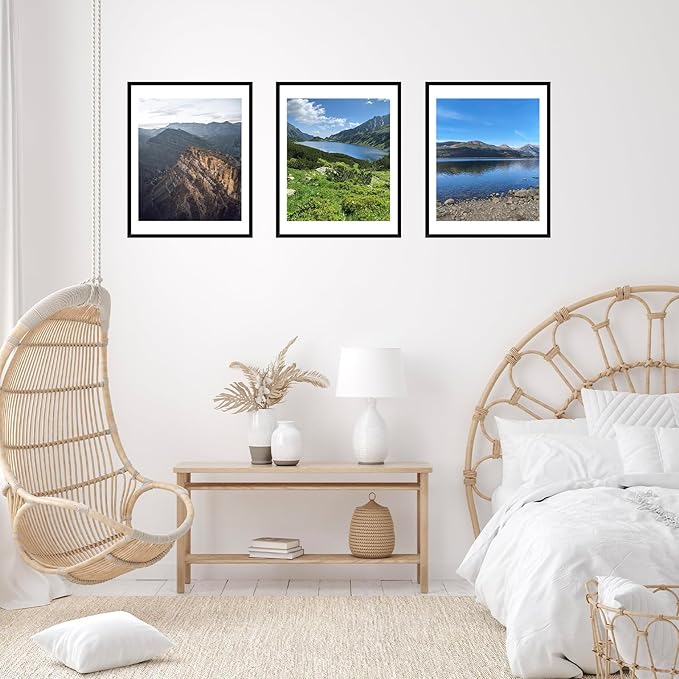 18x24 Picture Frame Set of 2 with 16x20 Mat, Display Photo 16x20 with Mat or 18 x 24 Without Mat, Wall Hanging Large 18 by 24 Poster Frame with Plexiglass, 2 Pack, Black