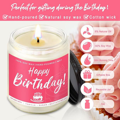Birthday Gifts for Women, Perfect Birthday Present, Funny Presents for Mom, Friends, Wife, Sister, 7oz Vanilla Cream-Scented Candle