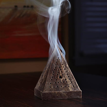 Hosley 5" Soapstone Triangle Pyramid Incense Cone Holder – Large Aromatherapy Burner & Ash Catcher for Incense Cones, Zen, Vastu, Reiki, Chakra Meditation, Spa Gift