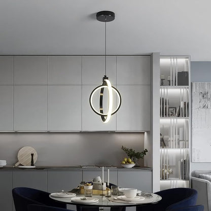 Modern LED Pendant Lights Plated Black Farmhouse Ring Pendant Light Fixtures 4000K Dimmable Round Pendant Lighting for Dining Room Kitchen Island Bedroom Living Room Foyer（3-Pack）