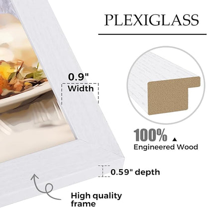 Muzilife 18×24" White Poster Frame 1 Pack, Engineered Wood Concert Poster Picture Frame with HD Plexiglass Cover and Hanging Hardware for Horizontal or Vertical Wall Mounting