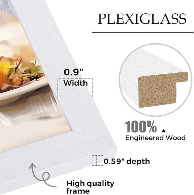 Muzilife 18×24" White Poster Frame 2 Pack, Engineered Wood Concert Poster Picture Frames with Plexiglass Cover and Hanging Hardware for Horizontal or Vertical