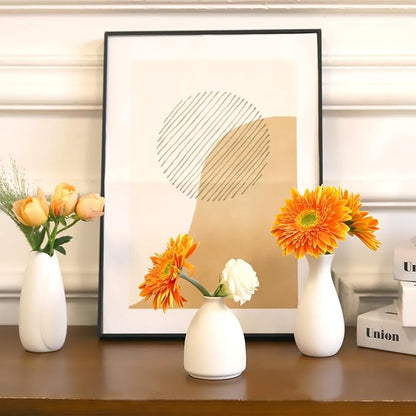 10pc Ceramic Bud Vases Set - 2-3 Inch White Small Vases Collection for Flowers | Boho & Modern Ceramic Vase Set for Table Décor, Wedding, Cute Vase Home Decor