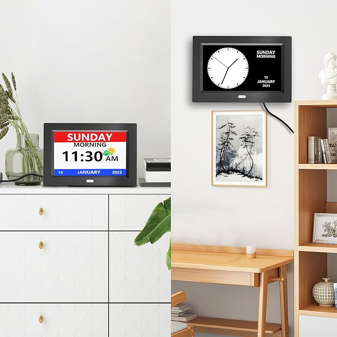 11 Inch Clock with Day and Date for Elderly Large Display Digital Clocks 12 Alarm 3 Display Modes Large Font Alzheimer's Clock Alarm Clocks for Seniors Auto DST 11in Black