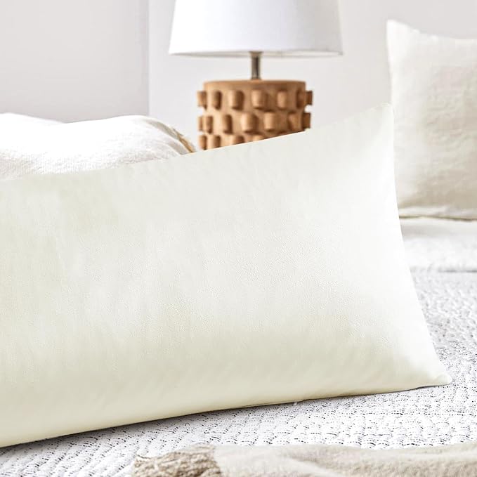 Artscope Luxury Velvet Lumbar Pillow Cover Super Soft Decorative Rectangle Throw Pillow Covers Case Cushion Covers for Sofa Couch Bedroom Car Decor 14x36 Inch Cream White