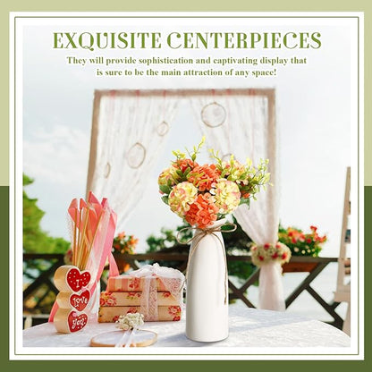 Qinyoung White Ceramic Bud Vase Set of 8, 8'' Small White Flower Vase for Centerpieces, Modern Floral Decor for Wedding Party Dining Table Home Decoration(Fashionable)