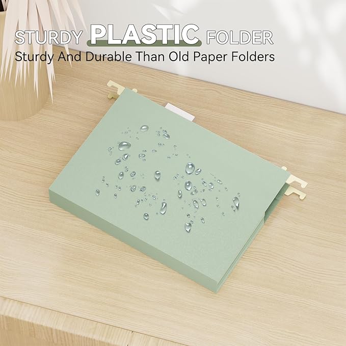 Plastic Hanging File Folders 1 Inch Expansion Letter Size,12 Pack Reinforced Heavy Duty Hang Folder with Tabs,Pastel Color Expandable Hanging Files with Side,File Cabinet Folders for School