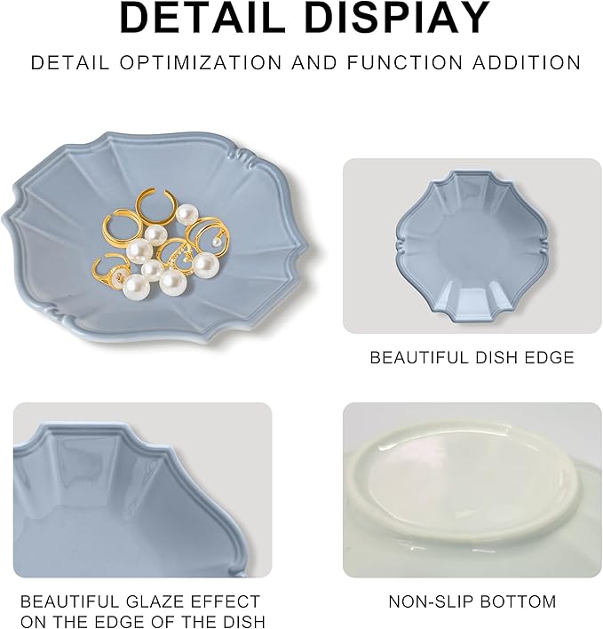 Ceramic Jewelry Dish, Decorative Tray for Rings Earrings Necklaces Bracelet Watch Keys, 4.50" Trinket Tray as Gifts for Women (Antique Court)