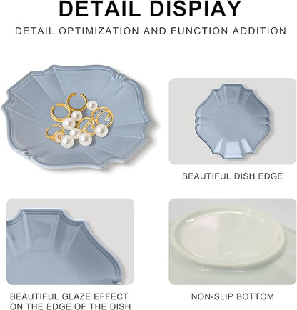 Ceramic Jewelry Dish, Decorative Tray for Rings Earrings Necklaces Bracelet Watch Keys, 4.50" Trinket Tray as Gifts for Women (Antique Court)