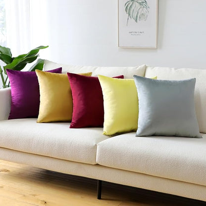 Artscope Luxury Velvet Pillow Covers Super Soft Decorative Square Throw Pillow Covers Case Cushion Covers for Sofa Couch Bedroom Car Decor 16x16 Inch Lemon Yellow