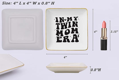 Gender Reveal Gift -New Mother Gift-Baby Present Shower-New Baby Announcement Present-Christmas Decor-Ceramic Jewelry Tray Trinket Holder Ring Dish-Twin Mom Club-In My Twin Mom Era