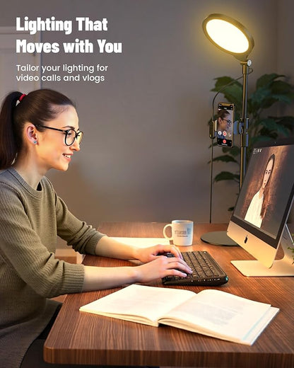 7" Ring Light with Stand for Desk, 3000K-6500K, 30 Lighting Modes for Video Conference, Zoom Lighting for Computer, Adjustable Dimmable Desk Light for Video Recording, Calls, Podcast, Stream, CRI 97.8