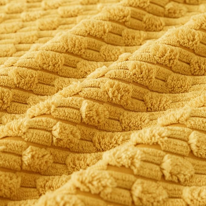 Kevin Textile 12x24 Inch Pillow Cover 1 Pack Boho Decorative Soft Striped Corduroy Lumbar Farmhouse Color Accent Rectangle Cushion Case for Living Room Couch Sofa Bed, Mustard Yellow