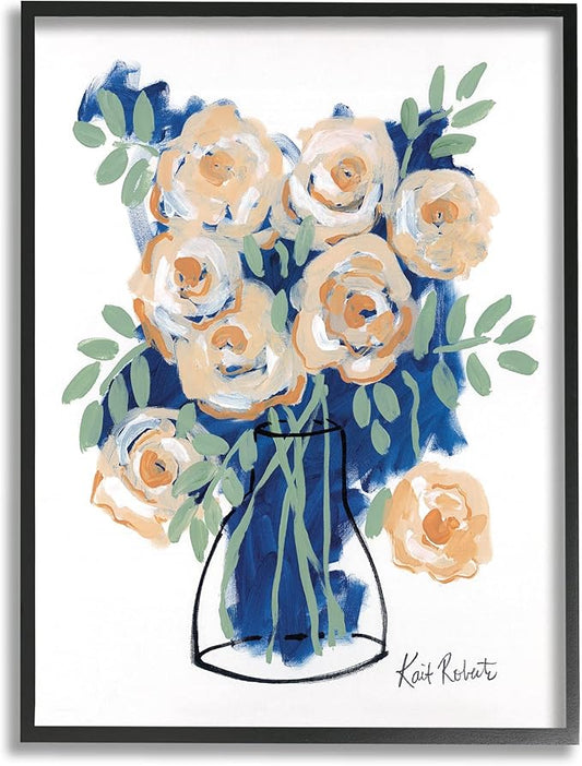 Stupell Industries Abstract Pink Roses & Flower Swirls Line Art Framed Wall Art by Kait Roberts