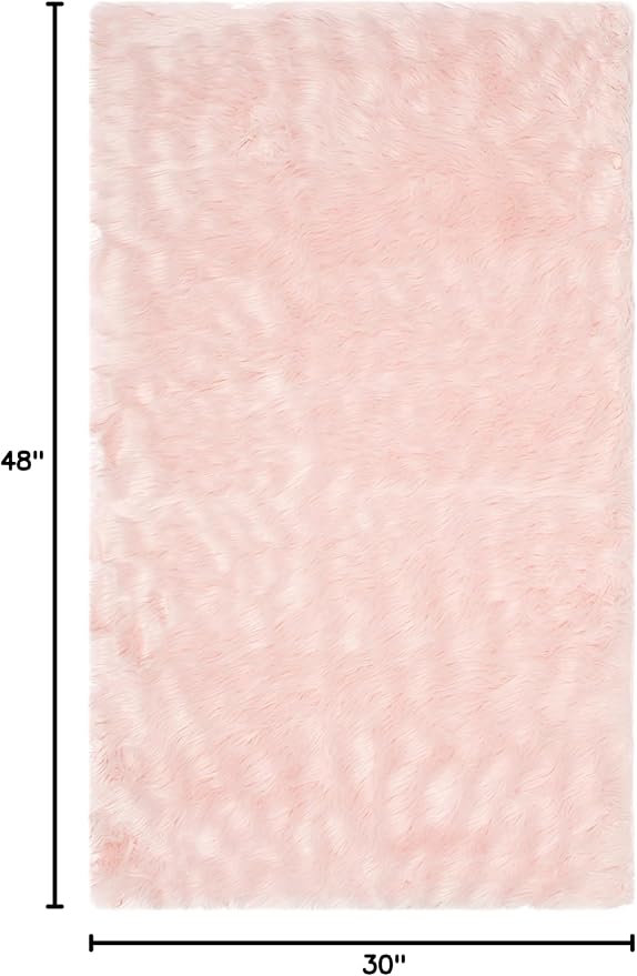 SAFAVIEH Faux Sheep Skin Collection 2'6" x 4' Pink FSS235G Silken Glam 2.35-inch Thick Accent Rug