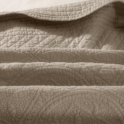 Calla Angel Sage Garden Luxury Pure Cotton Matelasse Quilt Queen, Coffee