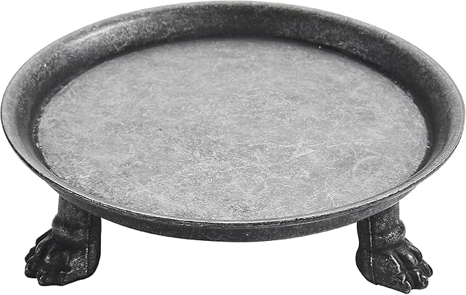 khtumeware Vintage 4.5 Inch 100% Solid Brass Clawfoot Candle Dish - Pedestal Dish - Rustic Black Candle Holder - Jewelry Holder - Perfect for Wax Candles, Rings, and Trinkets