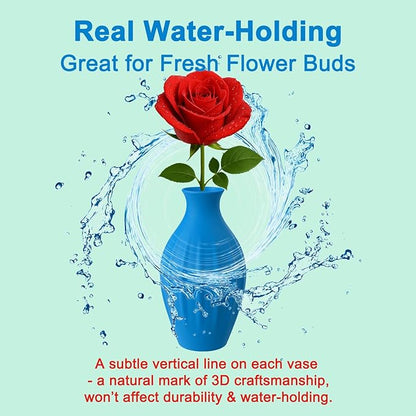 Small Flower Bud Vases for Centerpieces - Set of 12 Colorful Weighted Mini Vases for Table Decor for Modern Home & Plant Lovers