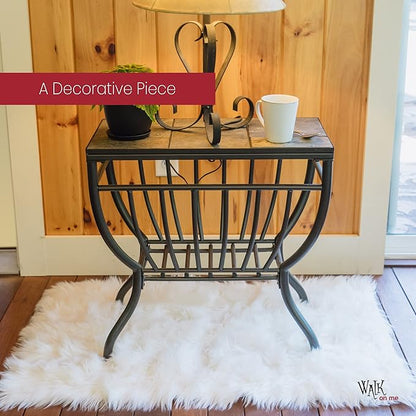 Silky Soft Faux Fur Shaggy Rug, 2 ft. x 3 ft. White Fluffy Sheepskin Area Rug, Rectangle Rug for Living Room, Bedroom, Kid's Room, or Nursery, Home Décor Accent, Machine Washable with Non-Slip Backing