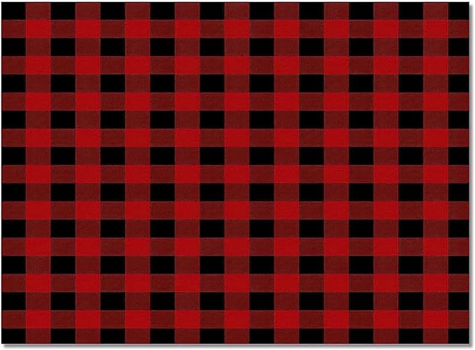 Black Red Checkered Plaid Area Rug, Buffalo Plaid Non Slip Easy Care Kids Rugs, Breathable Durable Carpet for Indoor Bedroom Living Room Office Decor Rug - 4 ft x 5 ft