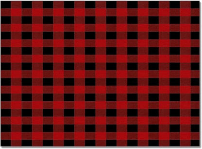Black Red Checkered Plaid Area Rug, Buffalo Plaid Non Slip Easy Care Kids Rugs, Breathable Durable Carpet for Indoor Bedroom Living Room Office Decor Rug - 5 ft x 6 ft
