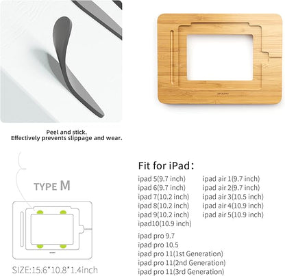 Bamboo Tablet Drawing Stand - Portable & Adjustable 5 Angles,Laptop Stands Riser, Book Reading Stand,Compatible with 9.7/10.2/10.5/10.9/11 inches