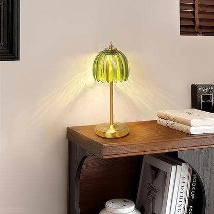 Tulip Lamp Shades Replacement, 5" Dia. * 4.25" H，0.394” Top Hole Green Glass Sconce Shade Heavy and Thick for Table Lamp, 2 Pack