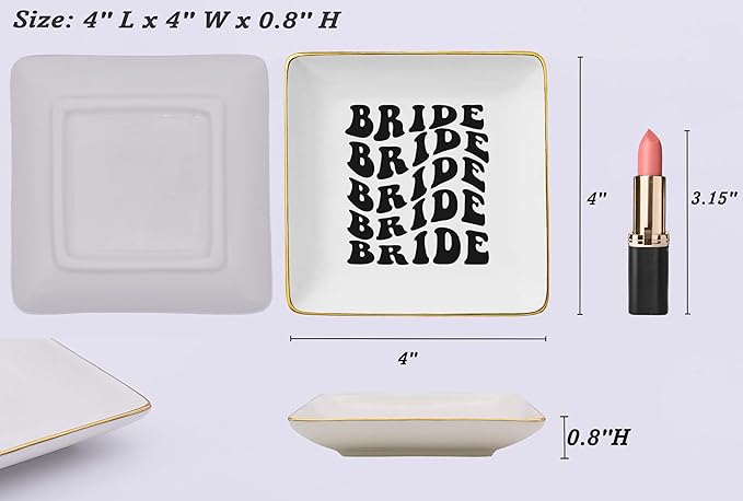 Engagement Gift for Bride-Future Mrs-Bride to Be-Bridal Shower Gifts for Bridal-Bachelorette Party Present for Women,Best Friend-Bridal Wedding Present-Ceramic Jewelry Tray Trinket Holder Ring Dish