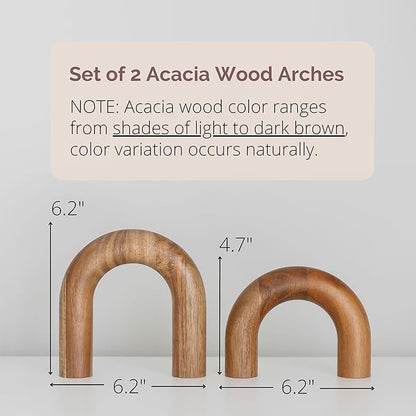 PEAKOLY Wood Arch Bookshelf Decor - Modern Shelf Decor Accents, Decorative Objects for Coffee Table, Entryway Table Sculptures, Minimalist Home Decorations for TV Console, Built in Shelves and Mantle