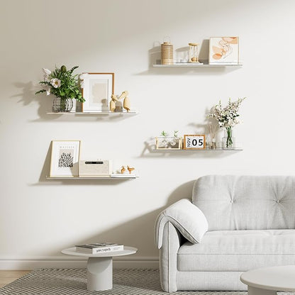 upsimples 2 Pack 23.6x5.5 Inches Acrylic Shelves for Wall Storage, Floating Bookshelves for Kids, Display Shelf Organizer for Bathroom, Bedroom, Living Room, Kitchen, Clear