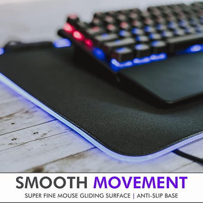 Tilted Nation RGB Mouse Pad for Gaming - Large LED Mousepad - LED Desk mat with 8 Adjustable Light Modes - Non Slip Rubber Base, Easy to Clean Water Proof Surface Mat for Keyboard and Mouse