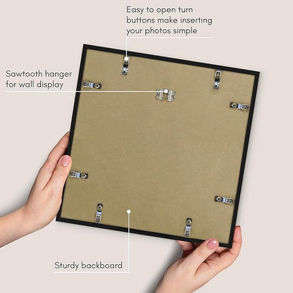 Americanflat 13x13 Picture Frame with Polished Plexiglass - Use as 10x10 Frame with Mat or Display 13x13 Photo Without Mat - Streamline Collection - Thin Border Square Frames for Wall Display - Black