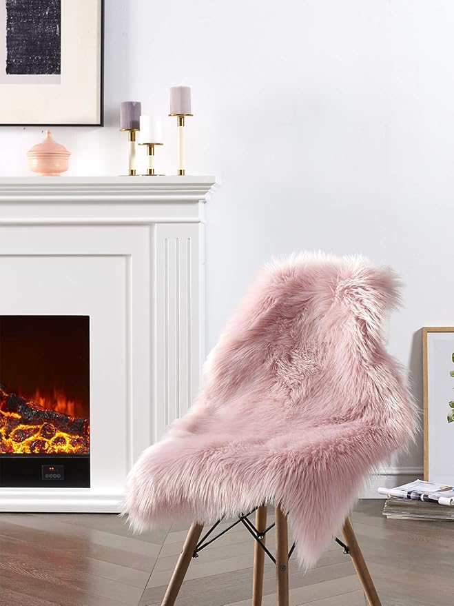 SERISSA Faux Sheepskin Fur Chair Couch Cover Small Fuzzy Area Rug for Bedroom Floor Window Room Decor 2x3 Feet
