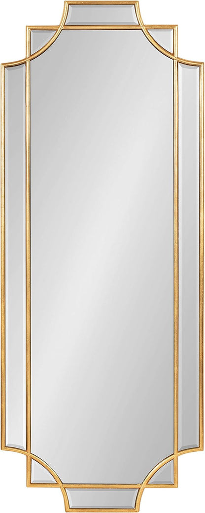 Kate and Laurel Minuette Glam Wall Mirror, 16 x 42, Gold, Elegant Traditional Home Decor with A Boho Charm
