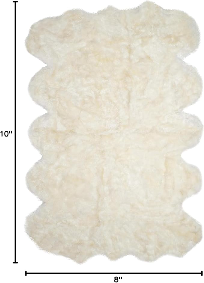 SAFAVIEH Area Rug 8x10 - Sheep Skin Collection - Large - Natural & White, Handmade Rustic Glam Genuine Pelt, Ultra Plush Thick Pile, Ideal for Living Room, Bedroom, Dining Space (SHS211A)