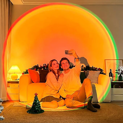 Balkwan Sunset Lamp Projection Rotation Rainbow Projection Lamp Led Romantic Visual Led Light Network Red Light with USB Modern Floor Stand Night Light Living Room Bedroom Décor (Multicoloured)