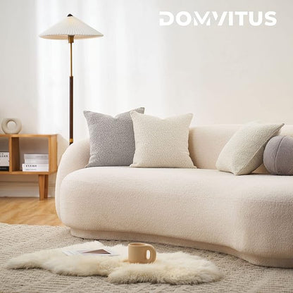 DOMVITUS Luxury Decorative Throw Pillow Cover 18 x 18 Inch Textured Boucle Square Sofa Couch Pillow for Living Room Woven Accent Cushion Case, 1PC, Sand Grey