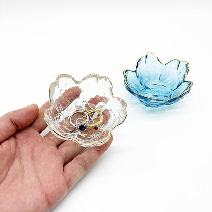 Glass Jewelry Dishes for Women, Small Ring Dish Engagement Gifts, Crystal Ring Holder Dish Jewelry Bowl, Flower Jewelry Holder Dish, Nightstand Decor Jewelry Tray, Jewelry Plate Trinket Dish
