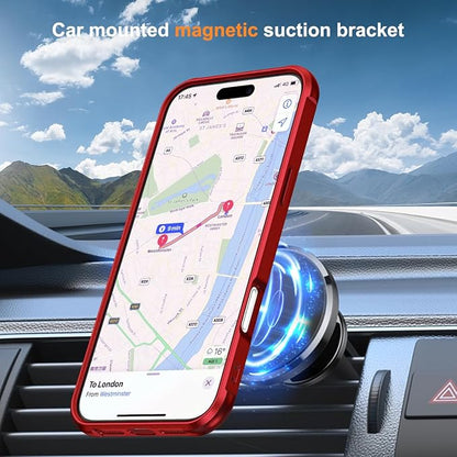 Compatible with iPhone 16 Pro Case with Invisible Magnetic O-Ring Stand Military-Grade Case for iPhone 16 Pro 6.3" [Compatible with Mag-Safe][Great Grip Feeling], Red