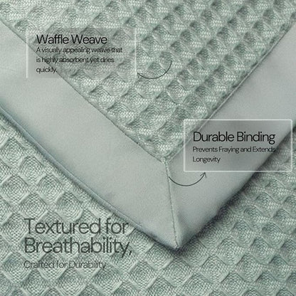Salt Earth GOTS Certified 100% Organic Cotton Throw Blanket, 55" X 60" Blankets & Throws for Bed, Throw Blanket for Couch,Modern & Cozy Blanket, All Seasons Waffle Blanket, Soft Blanket (Silver Blue)