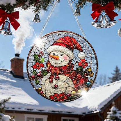 Chrismas Acrylic Stained Glass Window Hanging,Sun Catcher Decor Stained Panel Hangings Wall Art Decor, 2026 8x8inch (SCL014 Snowman 2)
