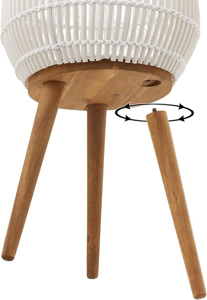 Casafield Indoor Planter with Stand, White Floor Planter with Wood Legs, Large Plant Pot Cover with Liner for Houseplants, Flower Pots and Trees