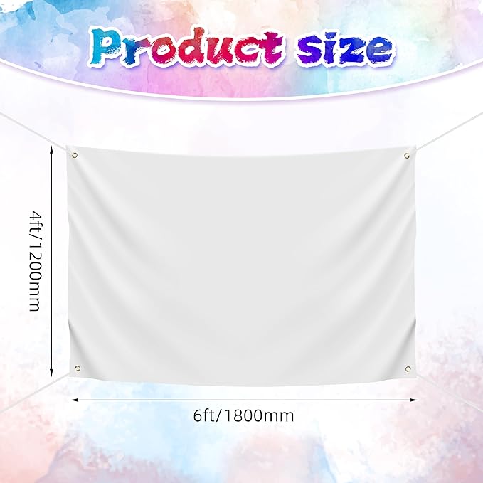 Blank DIY Banners Polyester Oxford Cloth White Banner with Hanging Rope for Wall Signs Writing DIY Painting Indoor Outdoor Office Camping Yard Birthday Party Decorations Supplies 6x4ft-BECKTEN