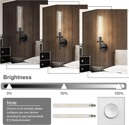Black Wall Sconce, 19.48'' Brushed Brass Knurled Bathroom Sconces Wall Lighting Vanity Light with Clear Glass, Indoor Wall Mount Light for Living Room Mirror Bedroom Stairs