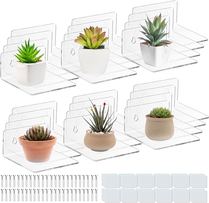 Acrylic Wall Shelves for Storage,Floating Shelf,Acrylic Display Shelves,Ledges for Pop Figures,Plant,Picture Photo for Bedroom Decor Living Room